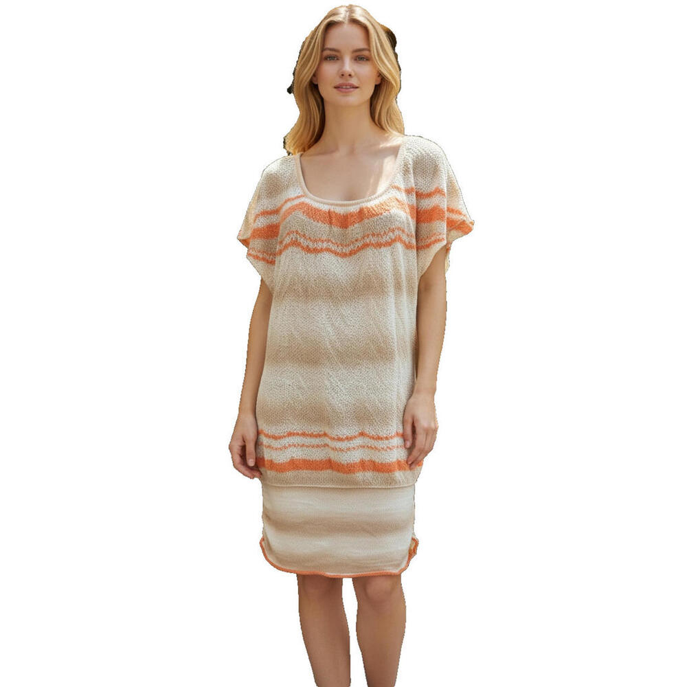$ 326 Free People  Combo Knit Midi Kaftan Sweater Cover Up Sunflare Sz M #1155